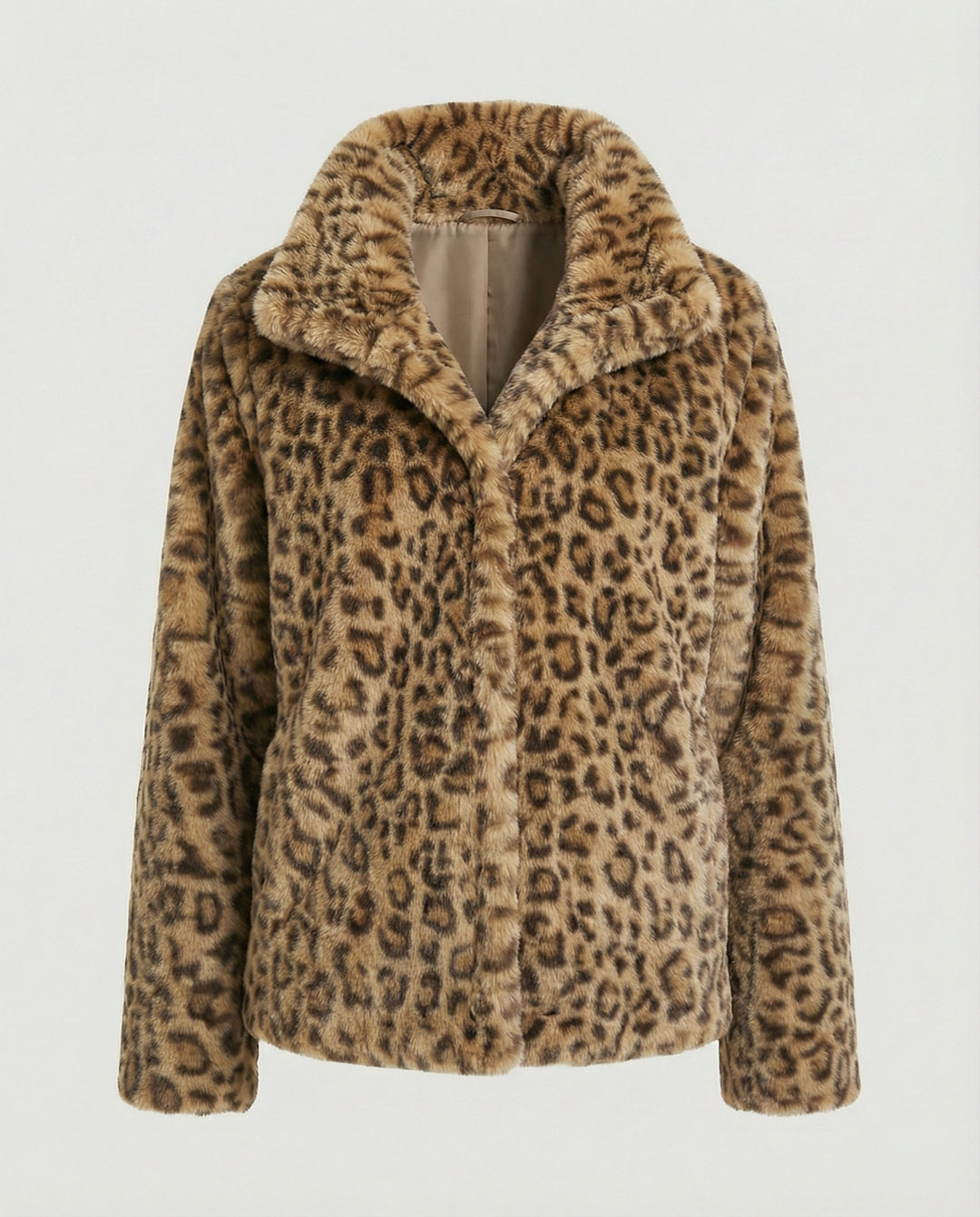 R&B | Mantel - Kunstpelz - Oversized Fit - Reverskragen - Leopardenprint
