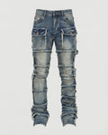 Herren Slim Fit Jeans mit Cargotaschen