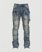 Herren Slim Fit Jeans mit Cargotaschen