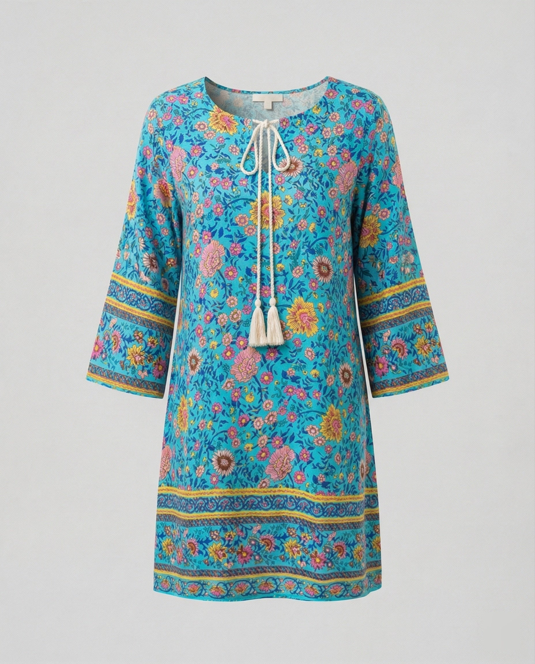 Kurzes Tunika Kleid Damen Floral