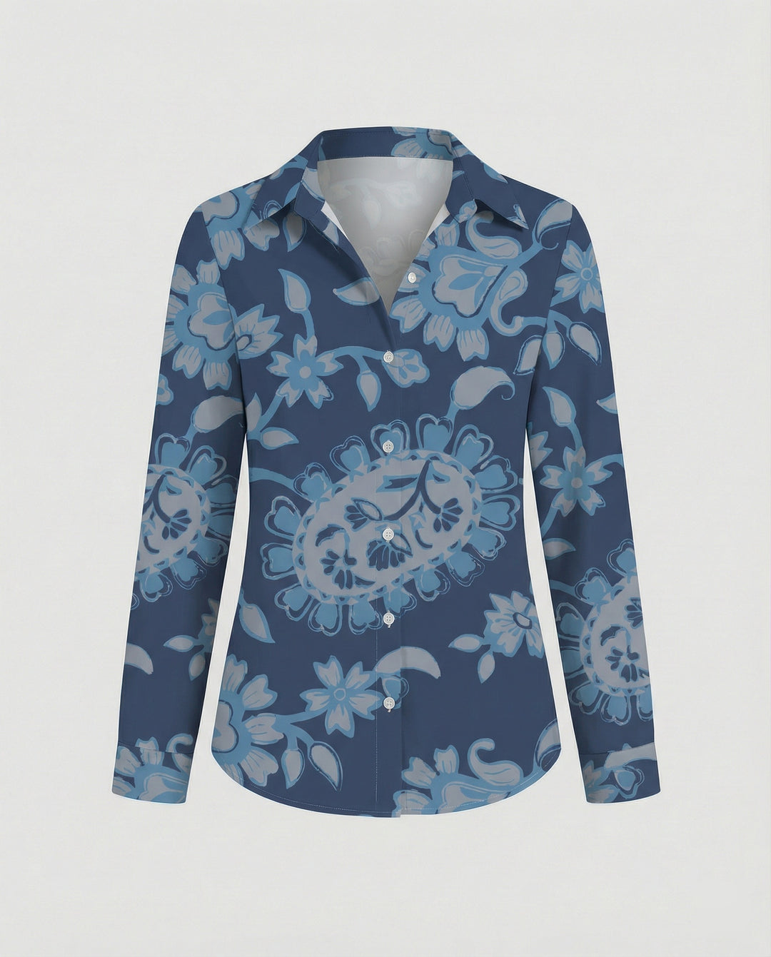 Hemdbluse Seidenoptik Damen Floral