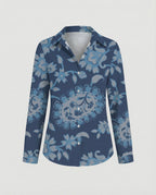 Hemdbluse Seidenoptik Damen Floral