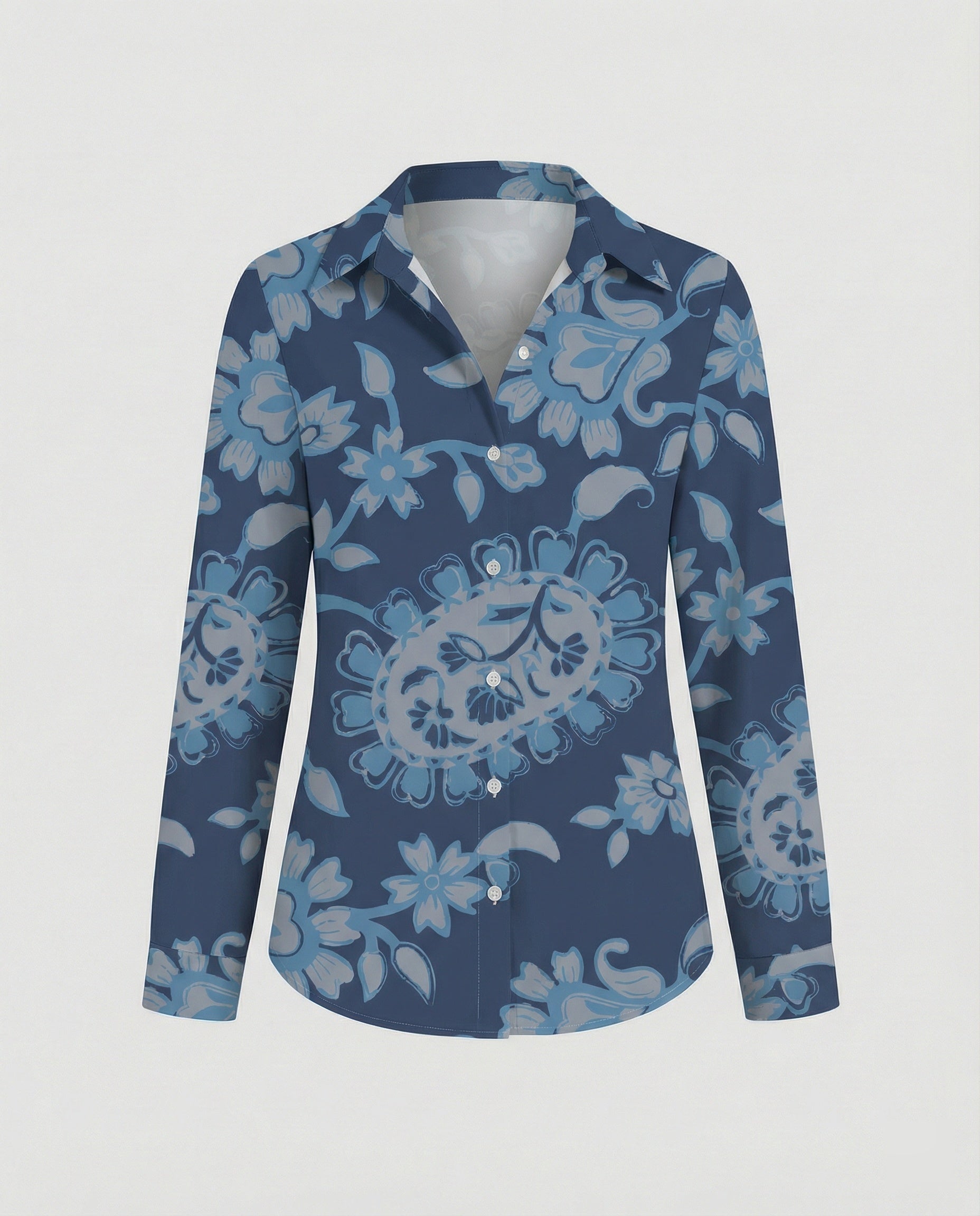 Hemdbluse Seidenoptik Damen Floral