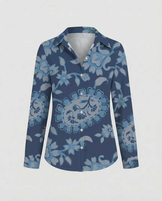 Hemdbluse Seidenoptik Damen Floral