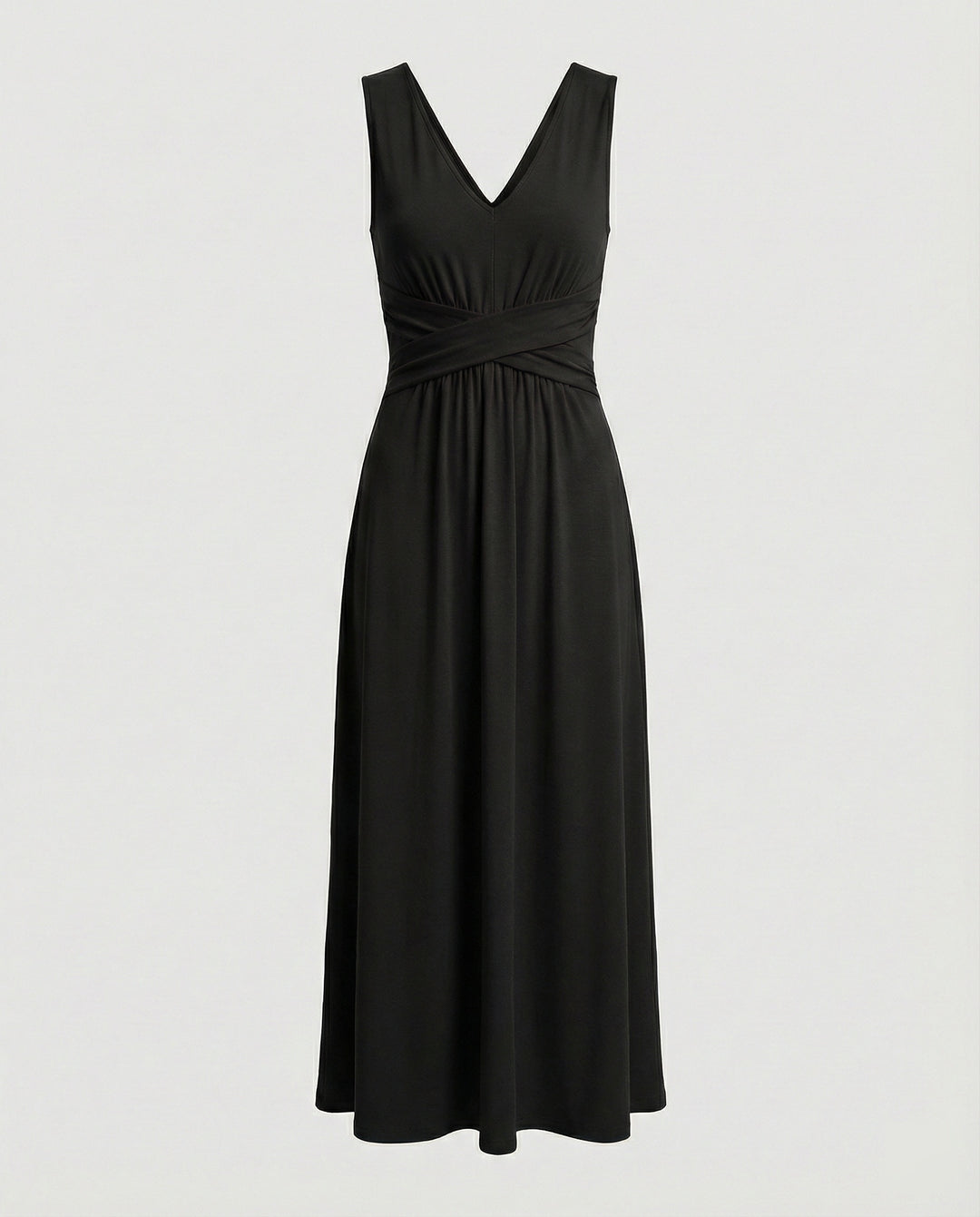 Damen Maxikleid V Ausschnitt ärmellos