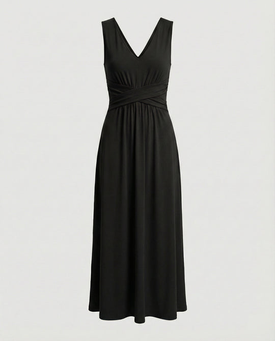 Damen Maxikleid V Ausschnitt ärmellos