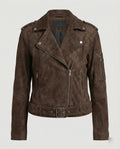 Damen Lederjacke Wildlederoptik kurz