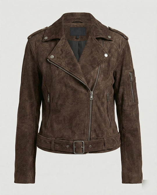 Damen Lederjacke Wildlederoptik kurz