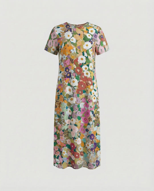 Damen Maxikleid floral asymmetrisch