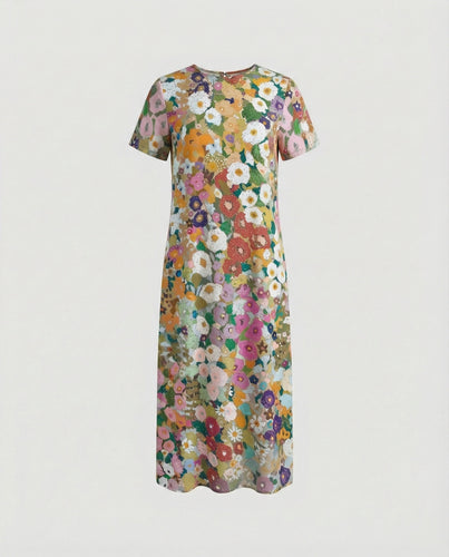 Damen Maxikleid floral asymmetrisch