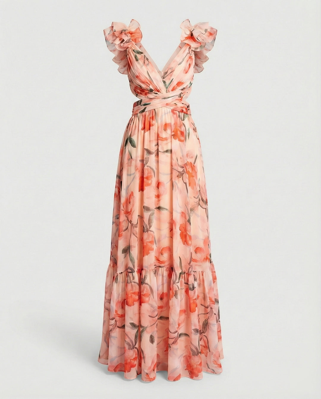 Damen Maxikleid Chiffon V-Ausschnitt