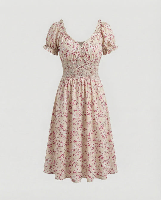 Damen Blumenkleid Sommer knielang