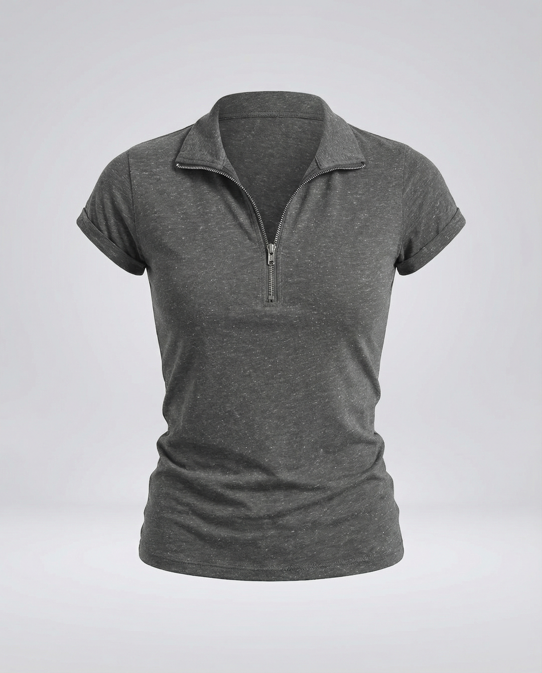 Damen Poloshirt mit kurzem Reißverschluss und figurbetontem Schnitt R&B