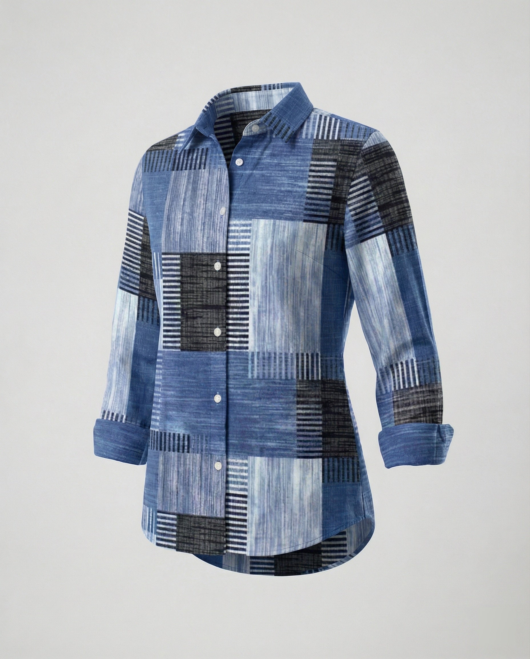 Langarm Hemdbluse Patchwork Damen