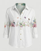 Leinenoptik Bluse Damen Floral