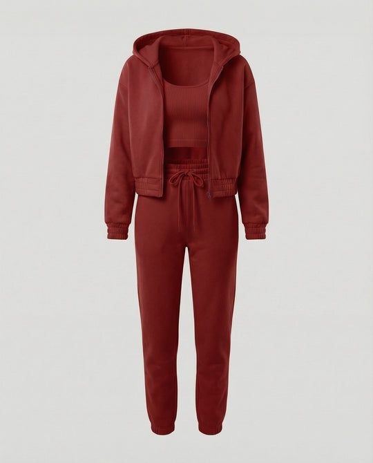 Damen Freizeit Set 3-teilig mit Hoodie und Jogginghose