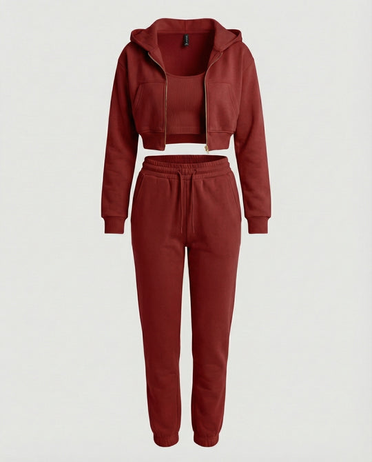 Jogginganzug Damen Lounge-Set mit Cropped Hoodie