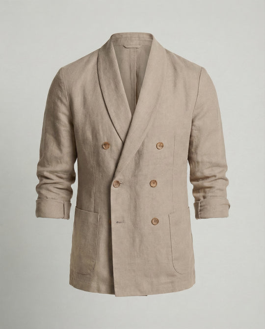 Herren Leichte Leinenjacke mit doppelter Knopfleiste