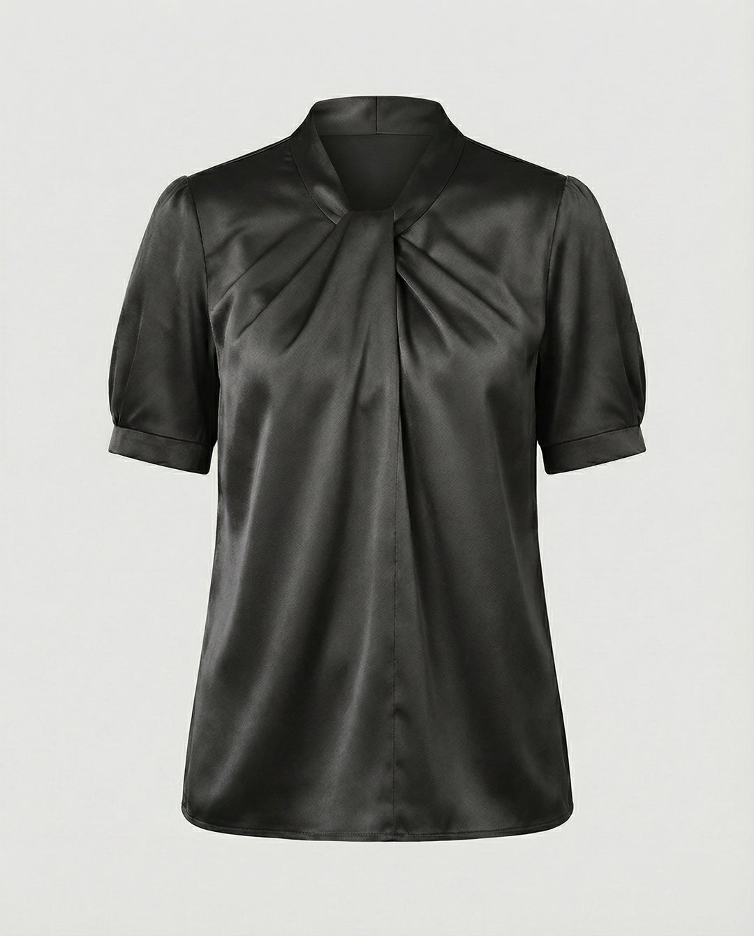 Satin Blusentop Damen mit Krawattenkragen