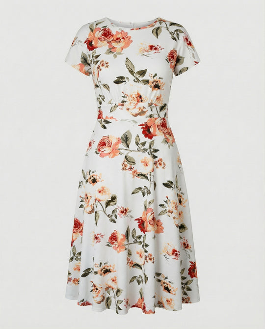Damen Blumenkleid Midikleid Floral