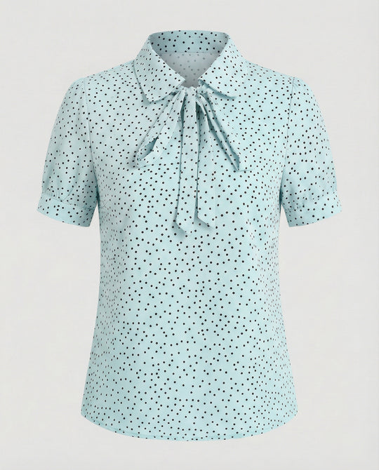 Bluse Damen Kurz mit Krawattenkragen
