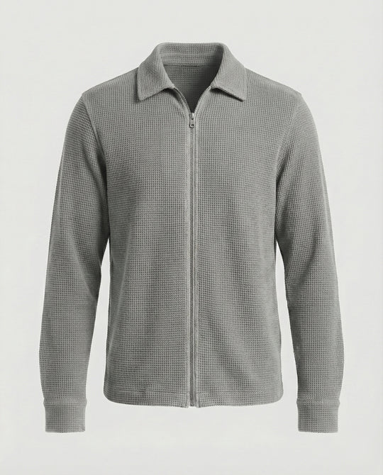 Herren Eleganter Langarmshirt mit strukturierter Oberflächenbeschaffenheit und hochwertigem Reißverschluss R&B