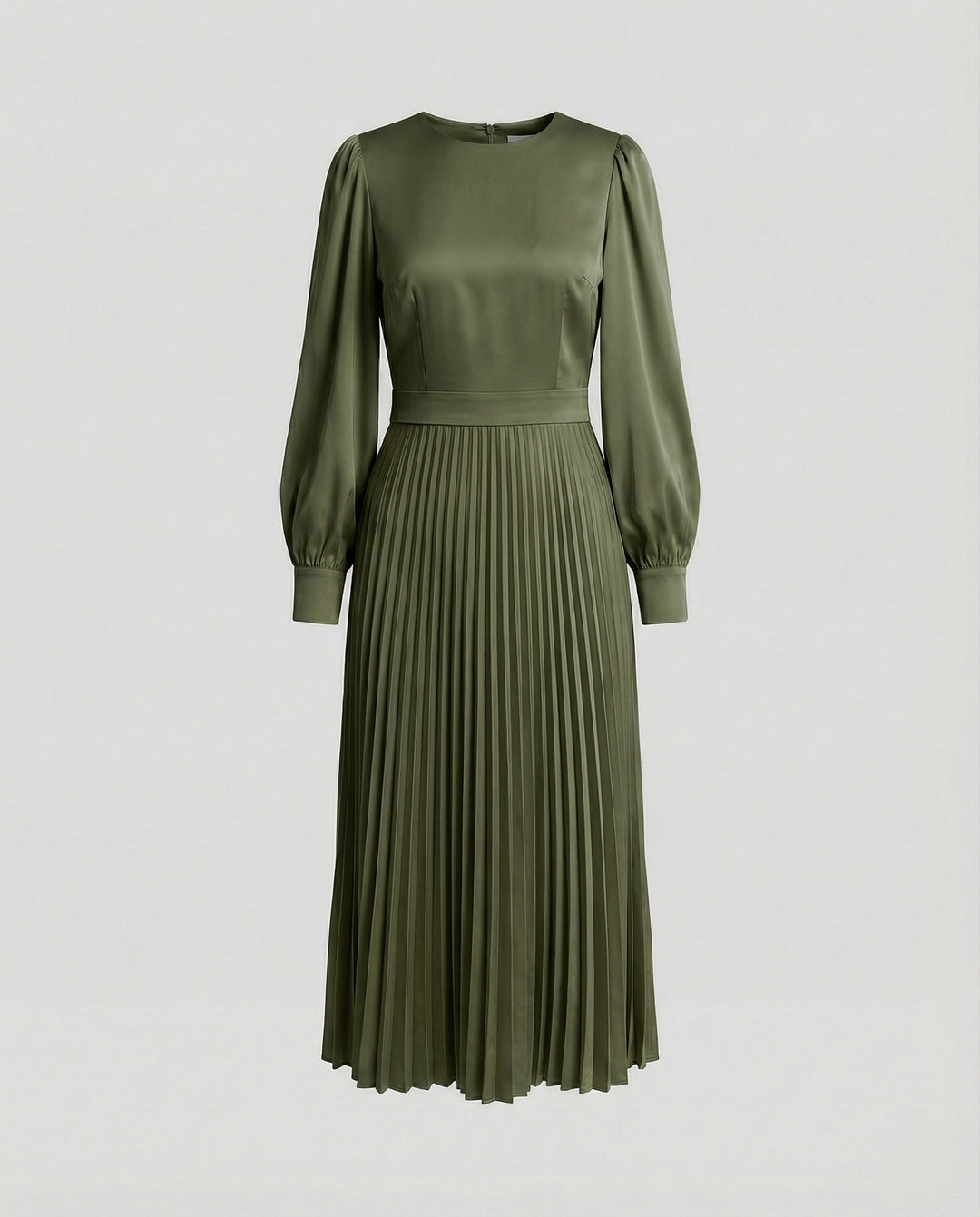 Damen Midikleid Plissee Satinoptik
