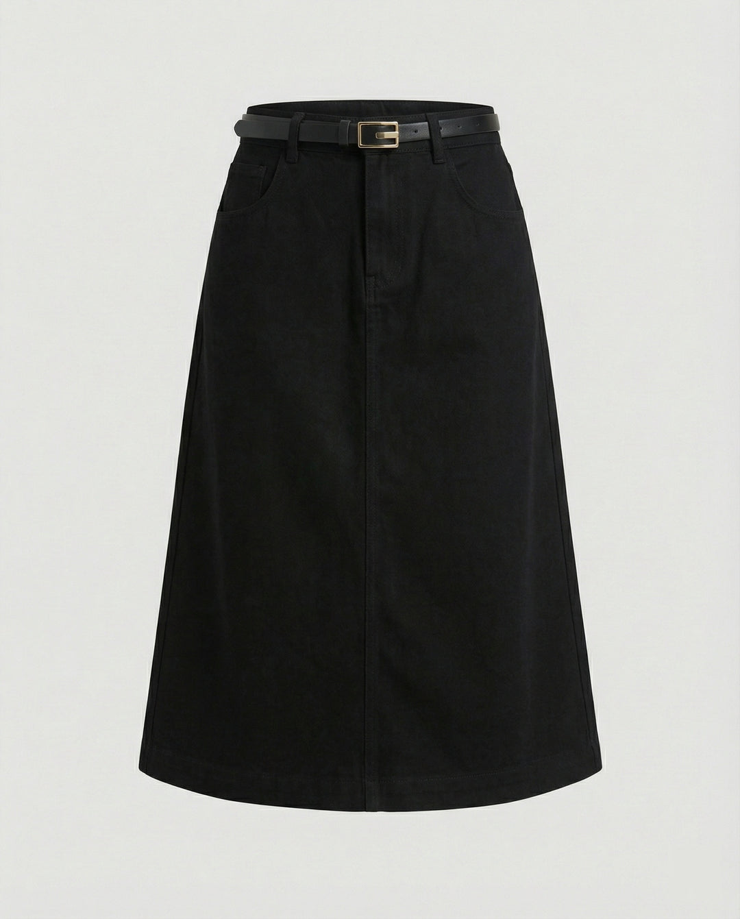 Satinrock Weiß Schwarz Damen Midi mit Taschen