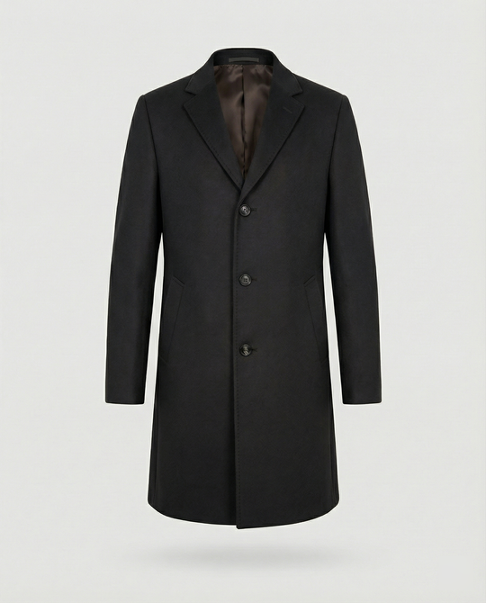 Herren eleganter Wollmantel mit klassischem Revers und praktischen Taschen R&B