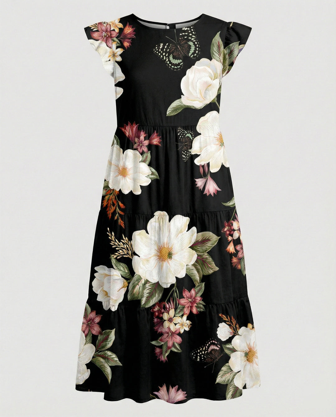 Damen Sommerkleid knielang mit Volant