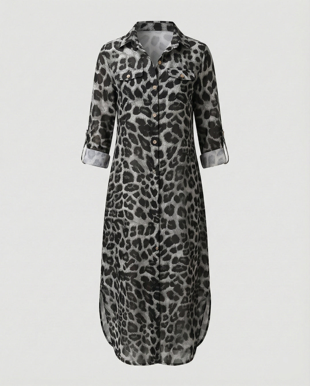 Freizeitkleid Damen Hemdblusenkleid Schlitz