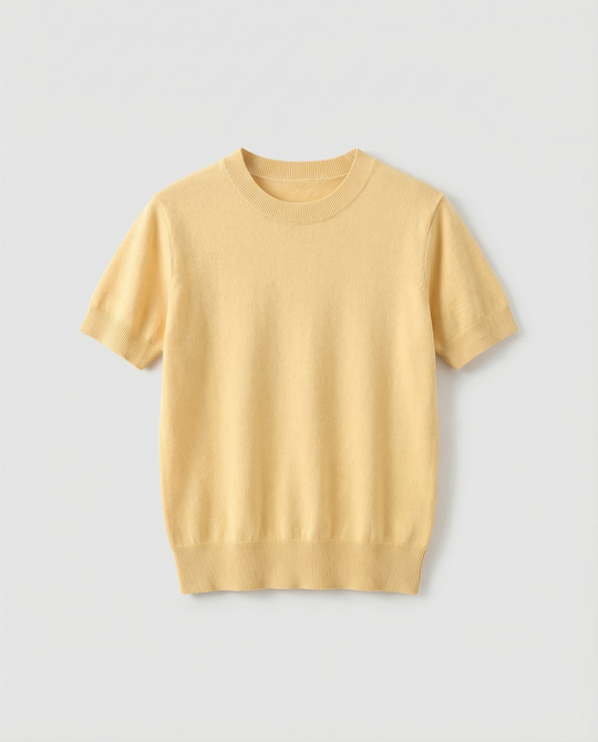 Damen Feinstrickpullover mit Kurzarmiger Silhouette und Weich Fließendem Material R&B