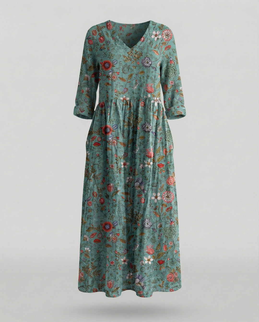Damen Boho Maxikleid Sommer Leinenoptik