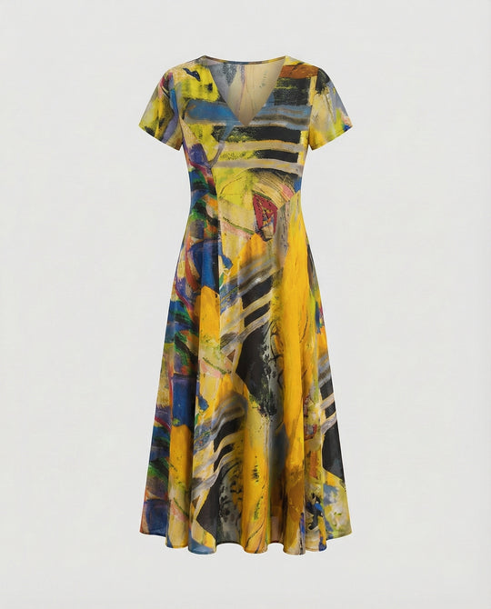 Freizeitkleid Damen Midikleid Tellerrock