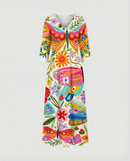 Damen Boho Maxikleid Sommer Leinenoptik