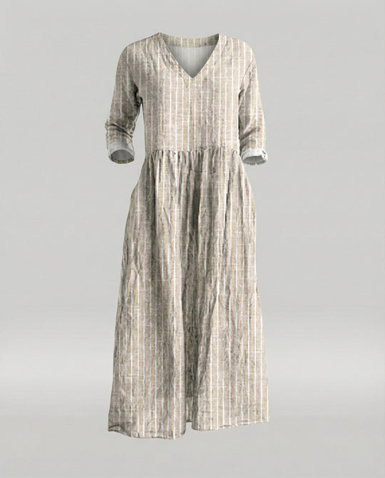 Damen Boho Maxikleid Sommer Leinenoptik