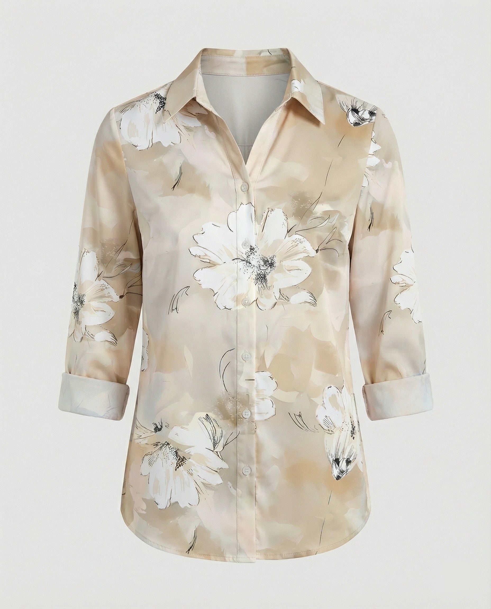Hemdbluse Seidenoptik Damen Floral