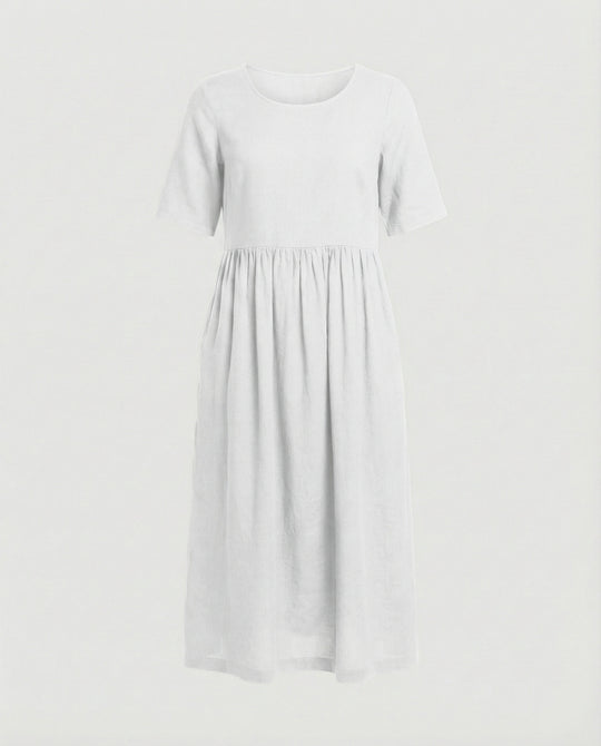 Freizeitkleid Damen Midikleid Leinenoptik