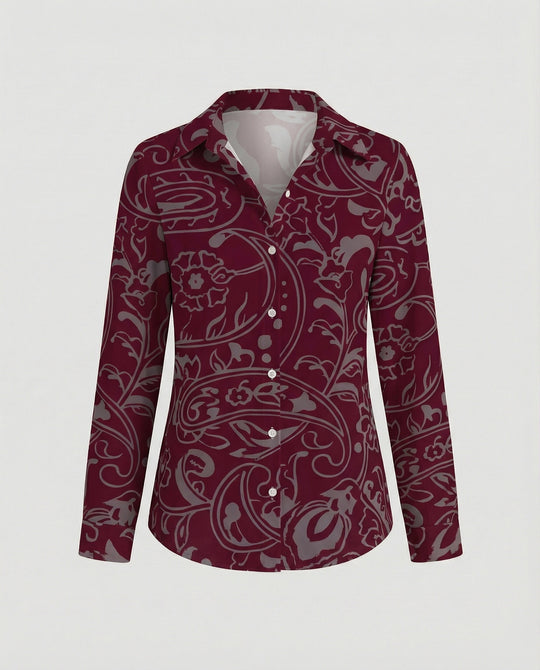 Hemdbluse Seidenoptik Damen Floral