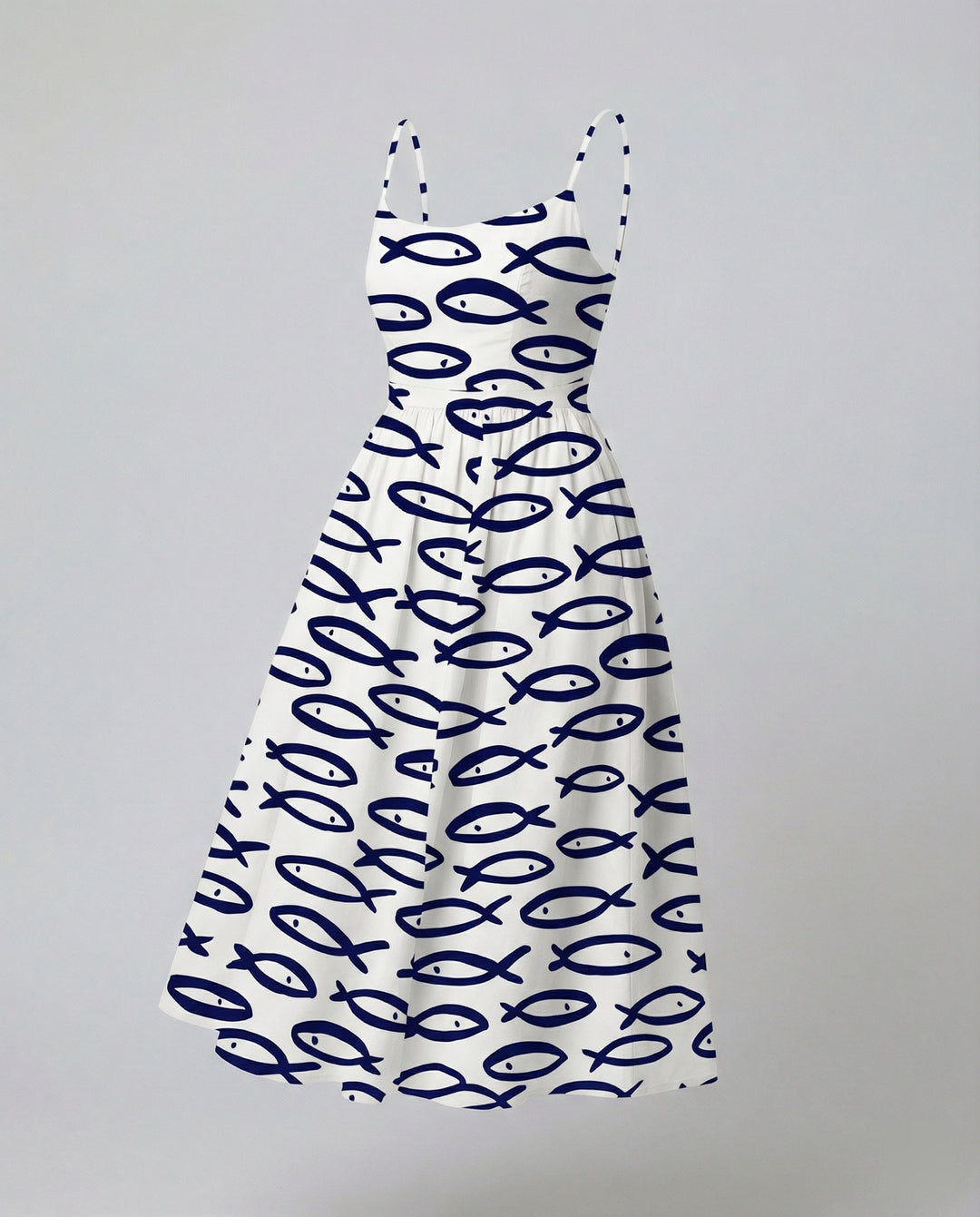 R&B | Einfarbiges Kleid mit U-Ausschnitt und Strapsen