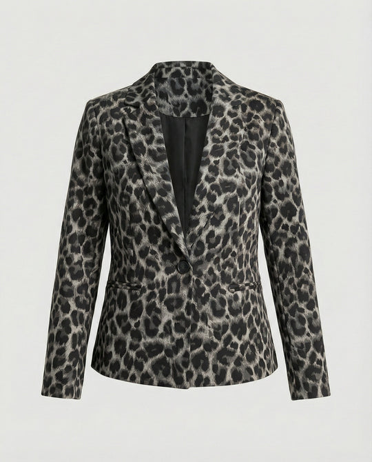 Damen Modischer Blazer im Leo-Design mit schlankem Schnitt R&B