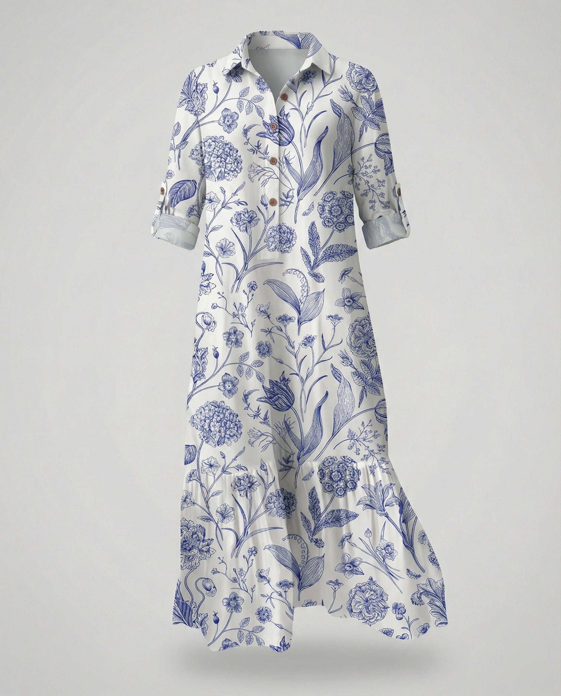 Damen Hemdblusenkleid mit Volant