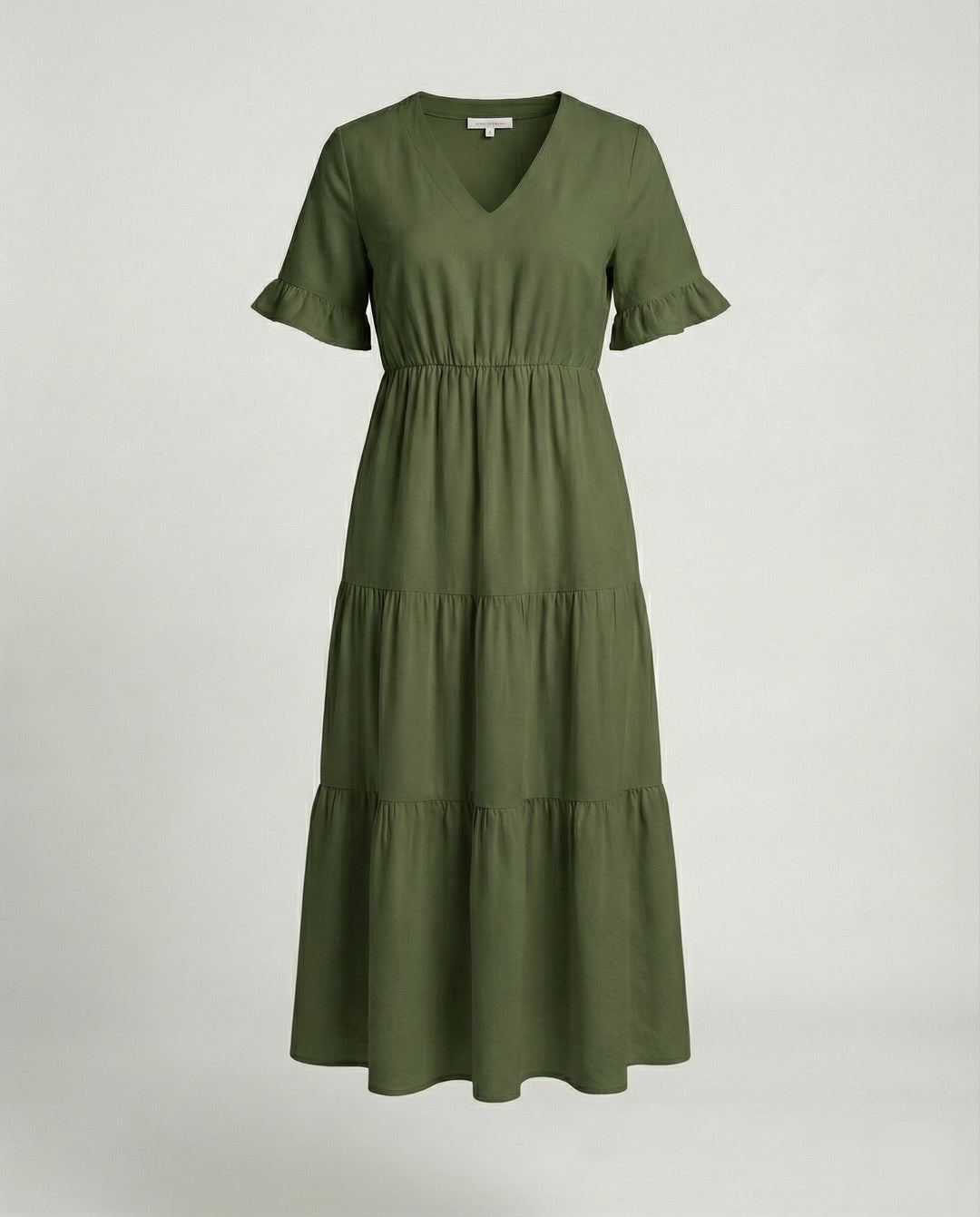 Damen Midikleid Stufen mit Volant