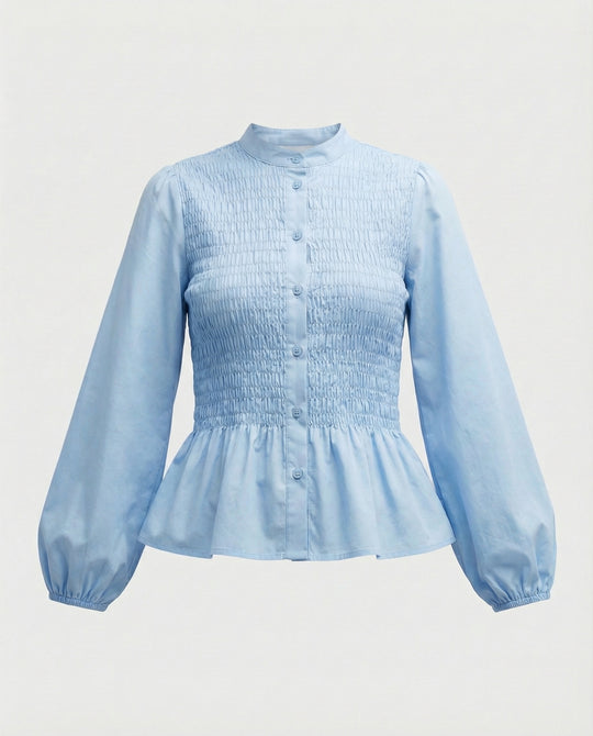 Bluse Damen Peplum Ballonärmel