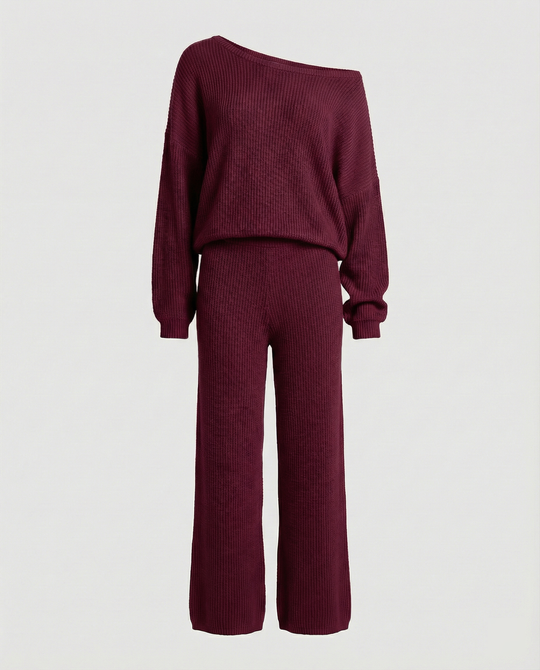 Damen Strickanzug mit lässigem Oversized-Schnitt und weiten Beinen R&B