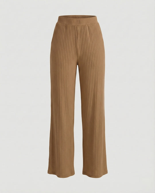 Damen elegante weit geschnittene Sommerhose mit feiner Rippstruktur R&B