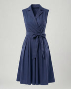 Damen Wickelkleid mit Kragen knielang