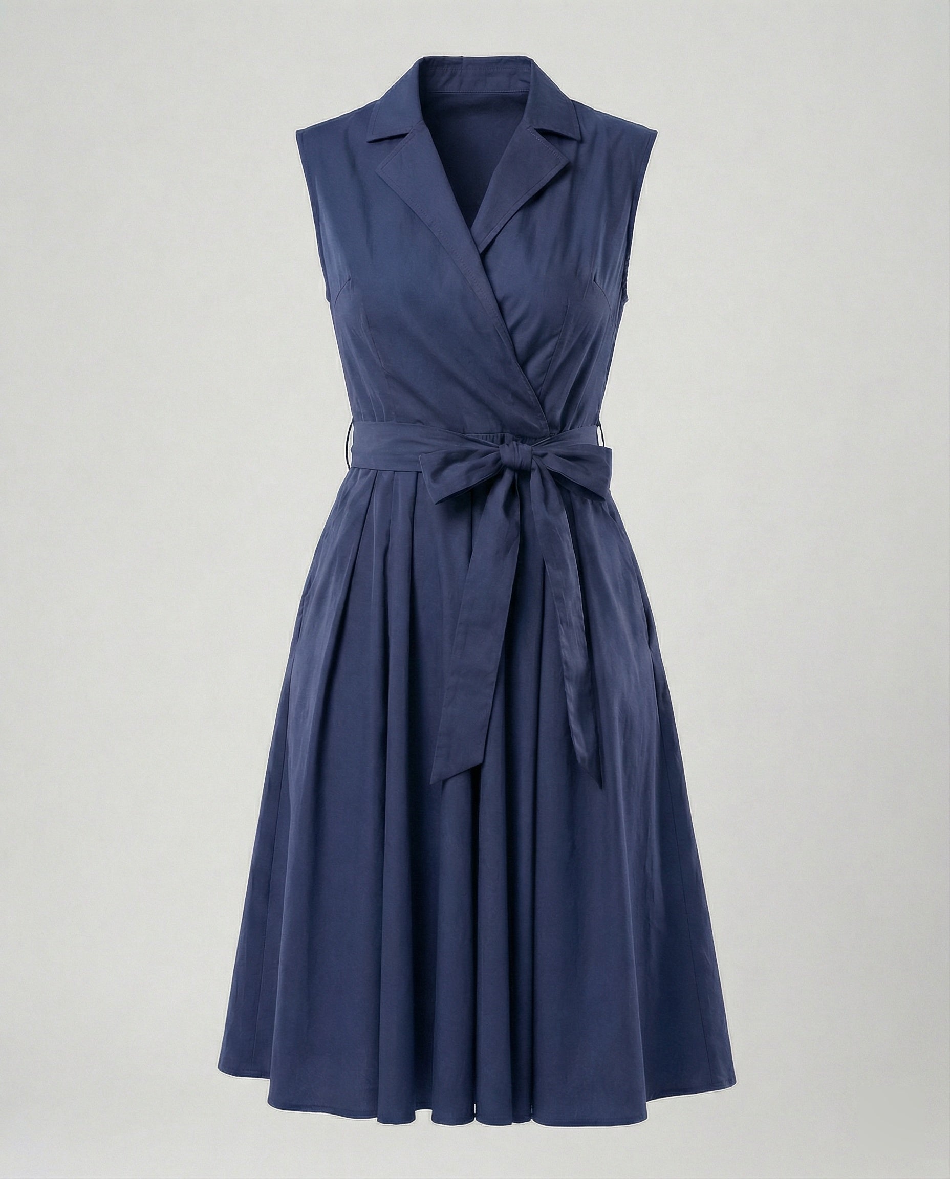 Damen Wickelkleid mit Kragen knielang