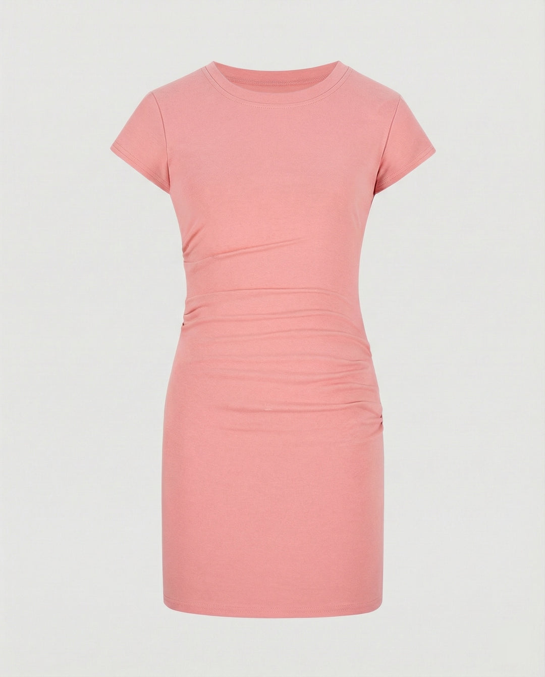 Figurbetontes Mini-Kleid mit Rundhals und Raffungen für den Sommer