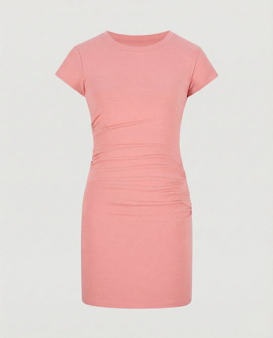 Figurbetontes Mini-Kleid mit Rundhals und Raffungen für den Sommer
